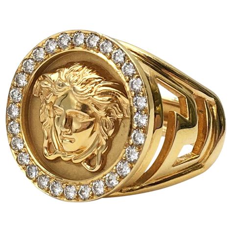 versace 18k gold ring|versace medusa ring for sale.